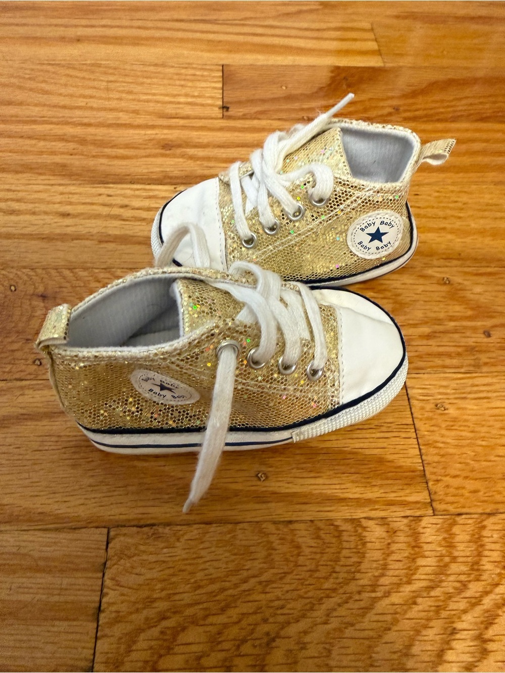 Gold Glitter High-Top Baby Sneakers